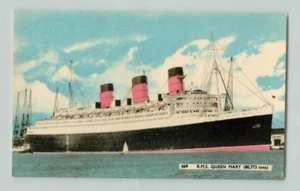 Postcard Vintage Colour Postcard RMS Queen Mary Cunard Line Unposted Litho - Picture 1 of 2