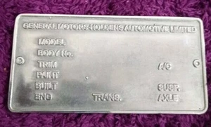 Rare Holden VN Sedan Tag Built Dog tag Vin standard Special Utility 88-91 - Picture 1 of 8