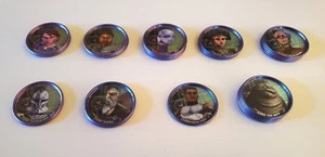 MONEDA DE COLECCIONISTA DE METAL de guerras clonas U PICK Walmart azul 2008 TOPPS personaje estrella - Imagen 1 de 12