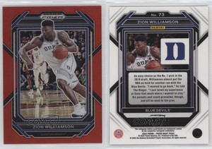 2023-24 Panini Prizm Draft Picks Red Prizm /299 Zion Williamson #73
