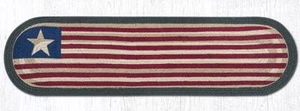 Braided Jute Hand Stenciled Oval Table Runner. Earth Rugs. FLAG. 13"X48" - Picture 1 of 1