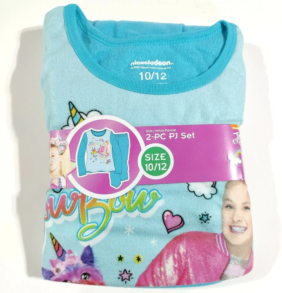 Jojo Siwa Nickelodeon 2 Piece Flannel Pajamas Sleepwear Set Size 10/12 10 12