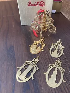 Marshall Fields Ornament Dangle 5” Store Horse Clock Tower 24 Kt Gold Finish - Picture 1 of 8