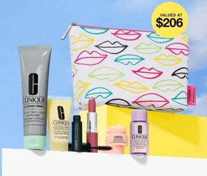 Clinique Gift Set Bag Mothers Day Present Cleansers Mascara Lipstick Value $206 - Picture 1 of 3
