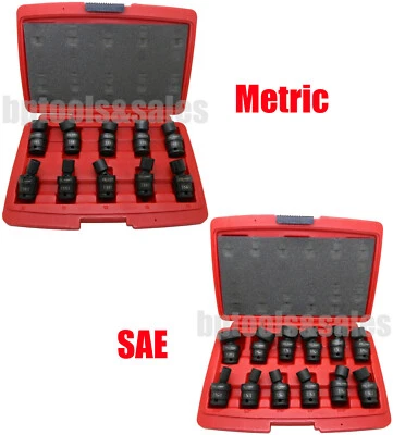 22pc 3/8" DR. (METRIC & SAE) SHALLOW UNIVERSAL IMPACT BALL SWIVEL SOCKET SET  - Image 1 of 4