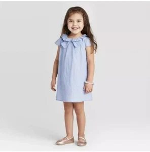 Toddler Girls' Short Sleeve Gauze Dress 4T by Just One You made by Carter's Blue - Picture 1 of 7