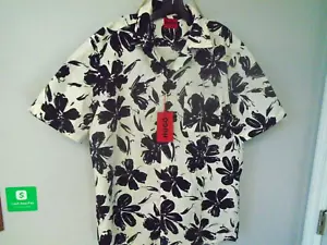 Hugo Boss Straight Fit Red Label Mens 2XL Short Sleeve Floral Print Ellino Shirt - Picture 1 of 6