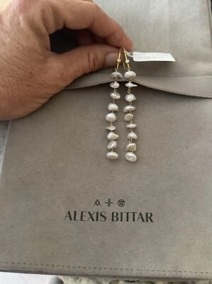 Pendientes colgantes largos 100 % auténticos Alexis Bittar Keshi perla/piedra transparente $295 Foto 1 de 4