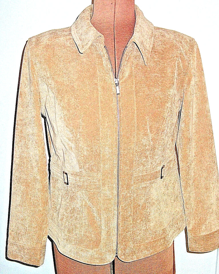 Chaqueta/Talla M Tostada CHRISTOPHER & BANKS Manga Larga Mezcla Cuello Cremallera Completa Sin Forro Foto 1 de 4