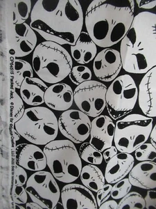 DISNEY PACKED JACK HALLOWEEN cotton Fabric BLACK&WHITE 23" X 43"W NEW - Picture 1 of 6