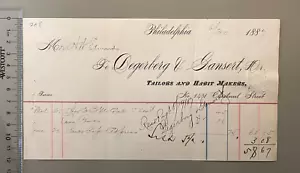 1887 Degerburg & Gansert, Dr. Tailers and Habit Makers Billhead Philadelphia - Foto 1 di 2