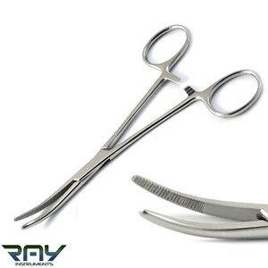 DENTAL KELLY LOCKING FORCEPS 5.5" CURVED HEMOSTAT SURGICAL VETERINARY PLIER CE - Picture 1 of 4