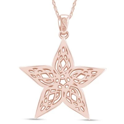 Intrincado Collar Colgante Estrella Nudo Celta Chapado en Oro Rosa 14K Plata de Ley Foto 1 de 4