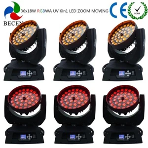BECEN 36x18W rgbwa uv 6in1 lavaggio LED zoom luce testa mobile palcoscenico 6 pz - Foto 1 di 5