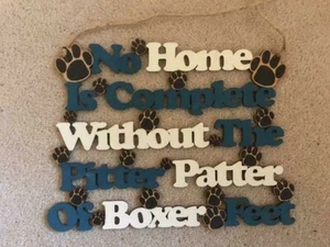 boxer cane insegna casa fatta a mano 25w x 20h cm - Foto 1 di 1