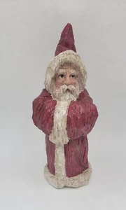 Old World Santa Figurine Father Christmas St Nick Folk Art Carved Wood Look 7" H - Picture 1 of 7