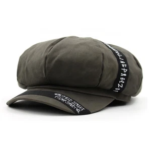 Unisex Herren Tape Stitch Baker Boy Cabbie Gatsby Flatcap Zeitungsjungen Hüte Khaki - Bild 1 von 5