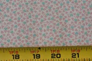 20" Long, Vintage 1990, Peach & Turquoise Calico Cotton, Fabric Traditions,P889 - Picture 1 of 6