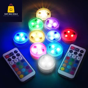 10x Waterproof LED Lights with Remote | Submersible Decor for Vase Pool Party - Picture 1 of 10