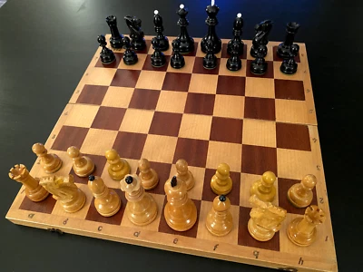 Botvinnik-Flohr c.1950 Soviet Wood Chess Set - Image 1 of 4