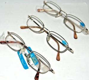 3 pair Reading glasses power+2.0 Gold tone spring temple compact frame Men Women - Picture 1 of 5
