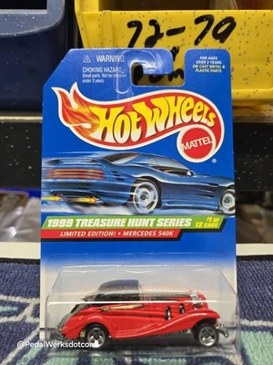 1999-929, Hot Wheels, Treasure Hunt, Mercedes 540K edición limitada rojo 1 de 12 Foto 1 de 3