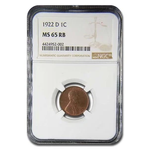 1922-D Lincoln Cent MS-65 NGC (Red/Brown) - Picture 1 of 3