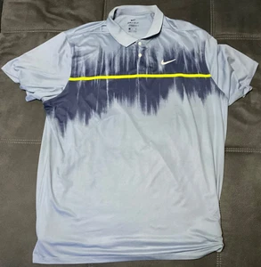 Nike Poloshirt Golf Tennis 2XL Herren Dri-Fit Design Blau Gelb USA Nadal Woods - Bild 1 von 4