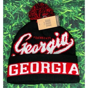 NWT Georgia Bulldogs UGA Dawgs Blk Fleece Lined Insulated Beanie Pom Cap Winter - Picture 1 of 3