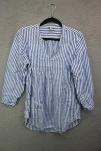 L.L. Bean 3/4 Sleeve Striped 100% Linen Tunic-Medium-Preppy-Coastal - Picture 1 of 10