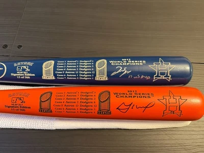 Jose Altuve/George Springer Signed 2017 World Series Champions Baseball Bat BAS - Image 1 of 4