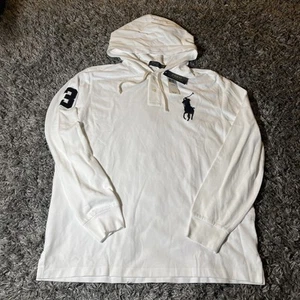 NUEVO CON ETIQUETAS Polo Ralph Lauren Sudadera con Capucha de Malla de Algodón para Hombres XL Blanco Henley Negro Big Pony #3 - Imagen 1 de 24