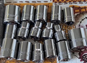 Lot Of 16 Westward Metric & Sae Sockets  3/8 Drive Mixed Lot 6, 12 Pt  - Bild 1 von 5