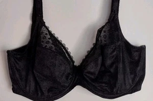 Elomi Kim Stretch Plunge EL4340 Unlined Underwire Black Satin Geometric 34M - Picture 1 of 17