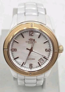 Oniss Paris weißes Keramikband Damenuhr Saphir Swiss ON793-L MOP Zifferblatt - Bild 1 von 10