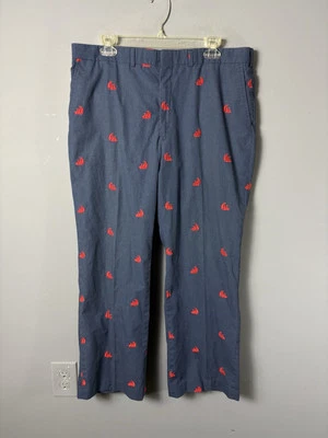 Calças bordadas vintage masculinas anos 60/70 tamanho 36x27 azul marinho veleiro - Imagem 1 de 4