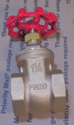 PN20  Gate Valve 1 1/4 NPT Bronze DN32  NEW  BX74A - Image 1 of 2