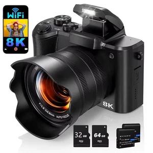 8K Digital Camera for Photography Autofocus WiFi 88MP Vlogging Camera with 32GB - Picture 1 of 7