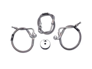 Mangueras de freno delanteras de acero inoxidable 25-1/4 pulgadas y 16-1/8 inc se adaptan a Harley Davidso - Imagen 1 de 1