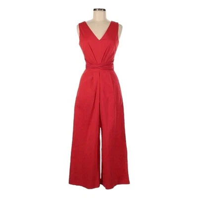 Mono J.Crew Envolvente Corbata Rojo Mezcla Algodón Pierna Ancha Corto Sin Mangas Talla 6 Nuevo con Etiquetas Foto 1 de 4