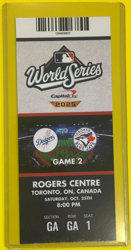 Esbozo de boleto réplica Serie Mundial MLB 2025 LOS DODGERS @ TORONTO BLUE JAYS Juego 2 Foto 1 de 1