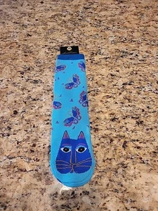 Womans Laurel Burch Cat Butterflies Turquoise Slipper Socks Pink Sz 9-11 Warm - Picture 1 of 3