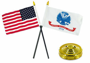 4"x6" Us Navy Emblema Stick Bandera Personal De Mesa Escritorio Crest Mesa