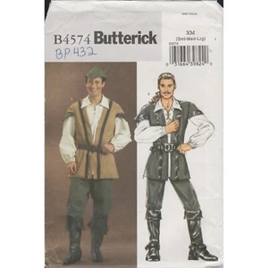 Butterick 4574 BP432 Mens Robin Hood & Pirate Costume Pattern Size S-M-L Uncut - Picture 1 of 5