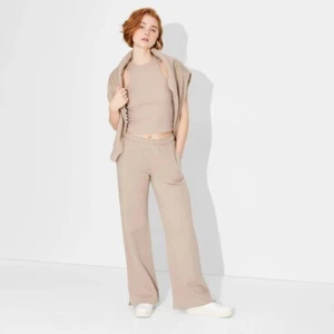 Women's High-Rise Straight Leg Sweatpants - Wild Fable™ Taupe M - Picture 1 of 1