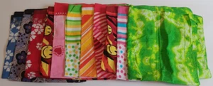 Vintage Colorfast 11 Bandana Lot Floral Smiley Hearts Tie Die 90s Y2K - Picture 1 of 12