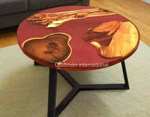 Red epoxy console table, Live edge wood, hallway accent table, home decor idea - Picture 1 of 11