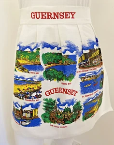 Vintage Cotton Kitchen Apron w Guernsey Historical Pattern Retro Gift Tea Towel - Foto 1 di 14