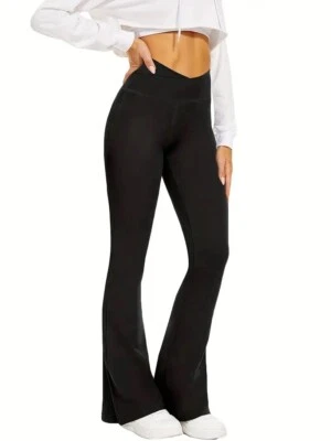 Leggings acampanados cintura alta - Pantalones de yoga suaves y cómodos para entrenamiento (talla: L) Foto 1 de 4