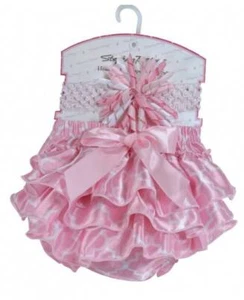 Stephan Baby Pink Quatrefoil Diaper Cover & Headband Set 6-12 Months - Picture 1 of 1